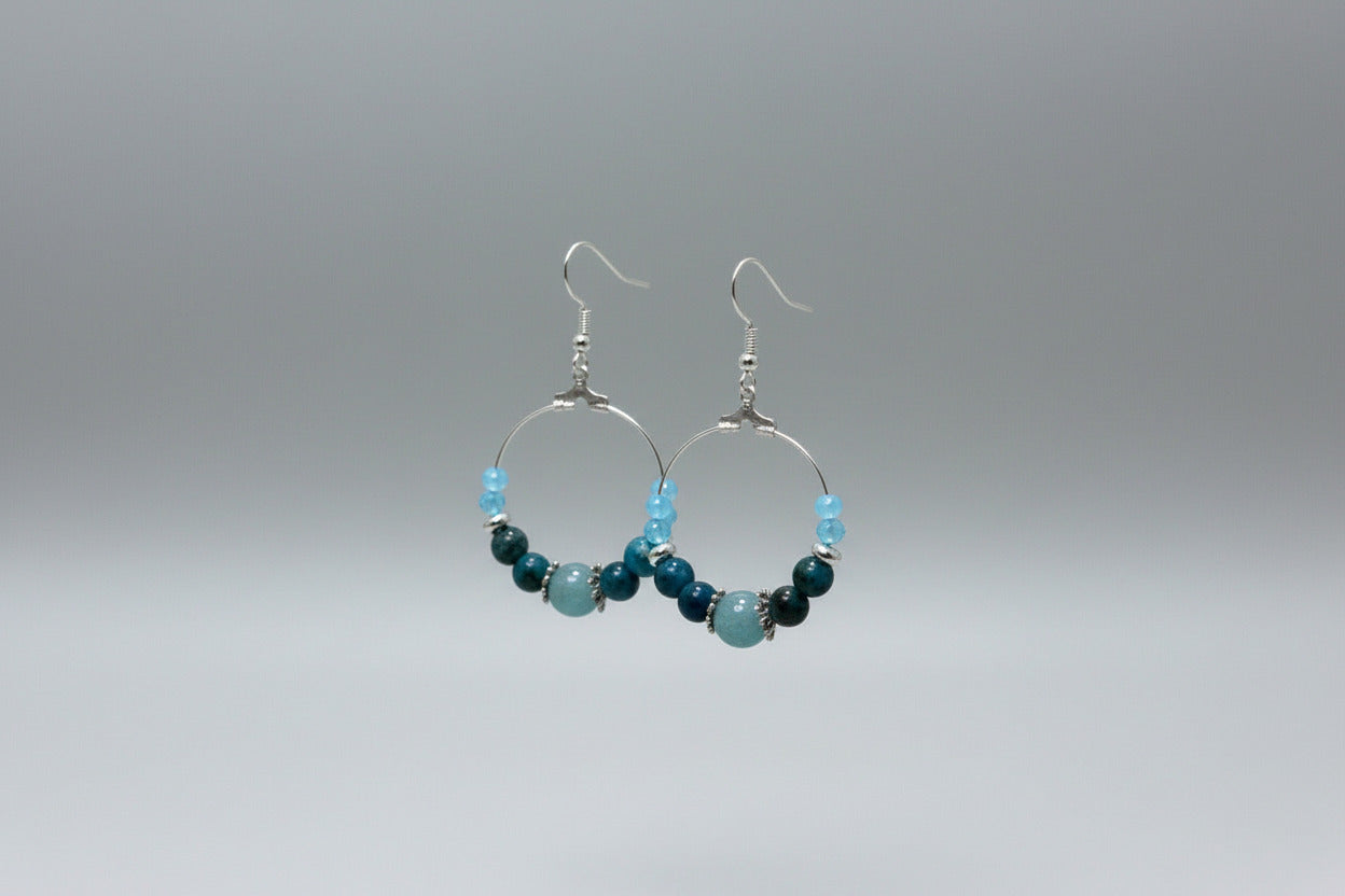 Créoles "Abysses Lumineuses" – Bleu Pétrole & Ciel