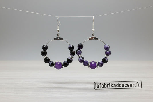 Créoles "Nuit Étoilée" – Violet et noir