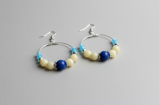 Créoles "Nuit de Gizeh"- Bleu roi et sable