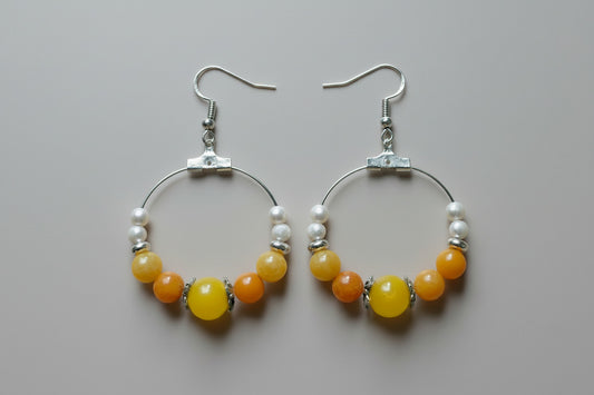 Créoles "Rayon d'Ambre" (Perles jaunes et orangées)