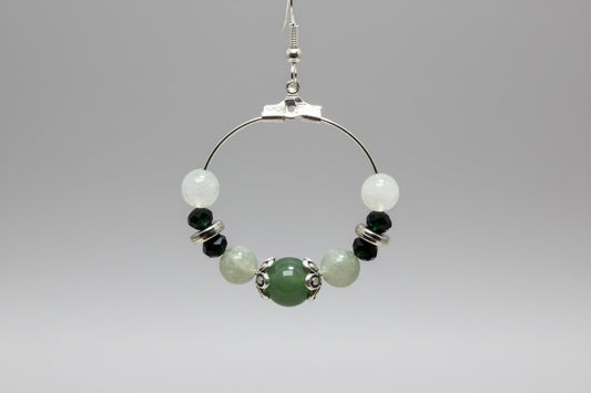 Créoles "Forêt Enchantée" – Nuances de Vert et Noir Intense