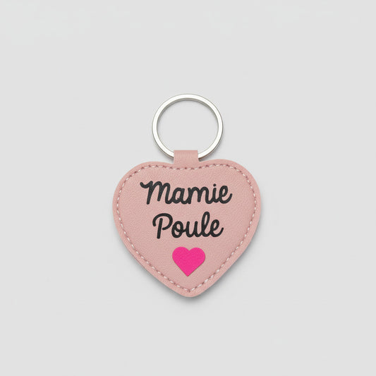 Porte-clés Cœur "Mamie Poule" – Un Cadeau Plein de Tendresse
