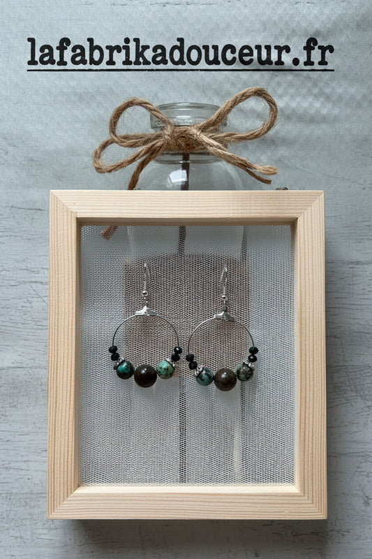 Créoles "Terre d’Azur"- Tons Terre & Turquoise