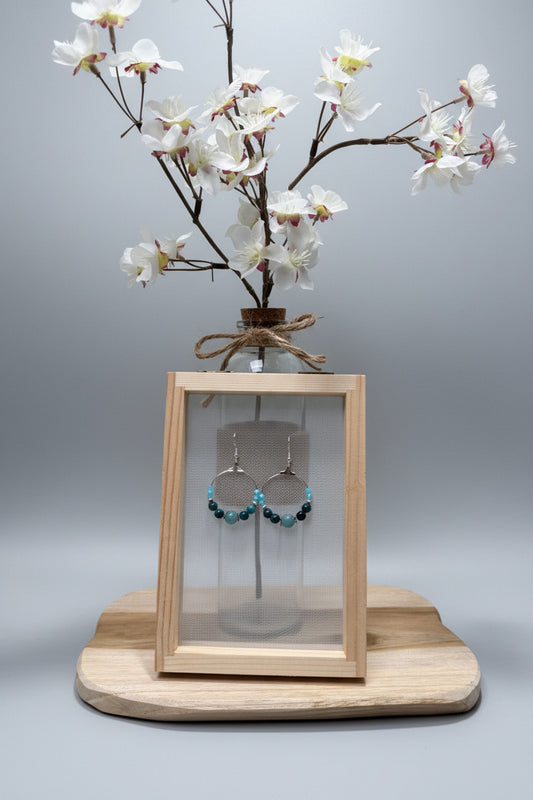 Créoles "Abysses Lumineuses" – Bleu Pétrole & Ciel