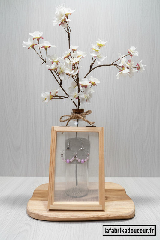 Créoles "Brume de Lavande"- Mauve & Rose Paste