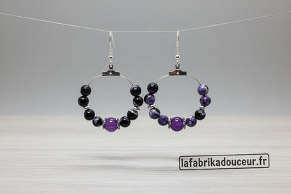 Créoles "Nuit Étoilée" – Violet et noir