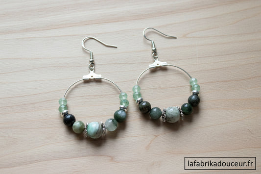 Créoles "Forêt d'Émeraude" - Vert & Minéral