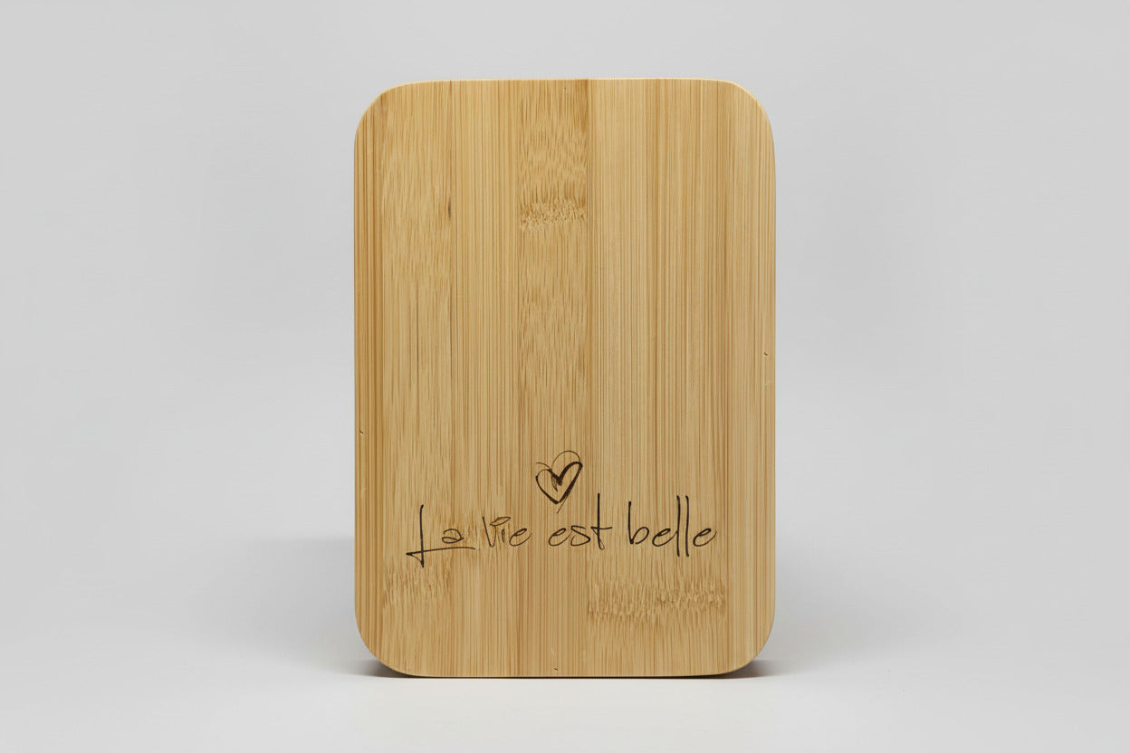 Boîte à Maquillage Nomade en Bambou – Miroir Intégré & Gravure Inspirante