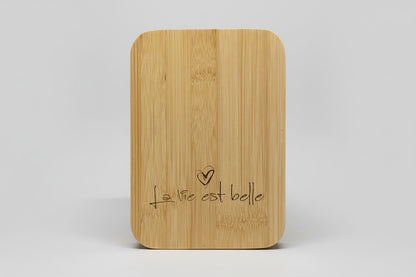 Boîte à Maquillage Nomade en Bambou – Miroir Intégré & Gravure Inspirante