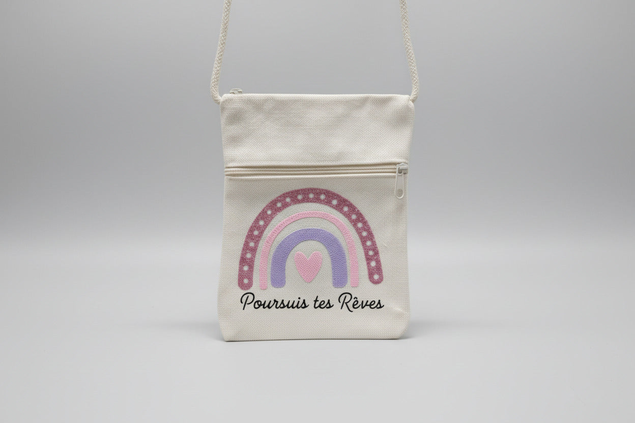 Pochette Bandoulière "Poursuis tes Rêves" – Coton Naturel