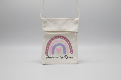 Pochette Bandoulière "Poursuis tes Rêves" – Coton Naturel