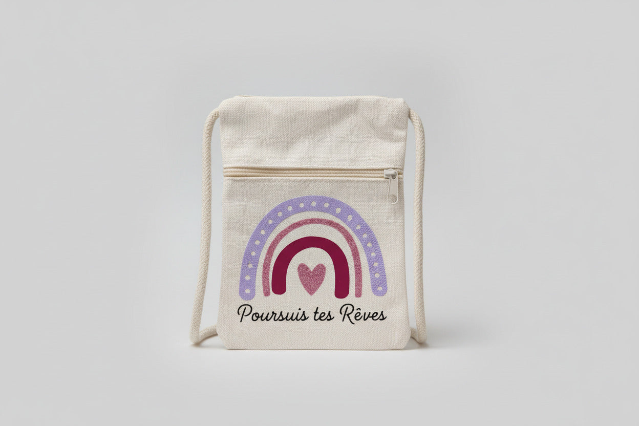 Pochette Bandoulière "Poursuis tes Rêves" – Coton Naturel