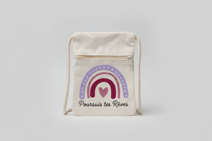 Pochette Bandoulière "Poursuis tes Rêves" – Coton Naturel