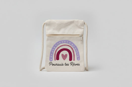 Pochette Bandoulière "Poursuis tes Rêves" – Coton Naturel
