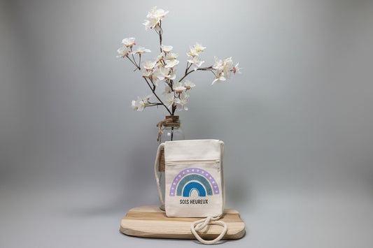 Pochette Bandoulière "Sois heureux" ou " Crois en ta magie " ou "Brille de mille feux " – Coton Naturel