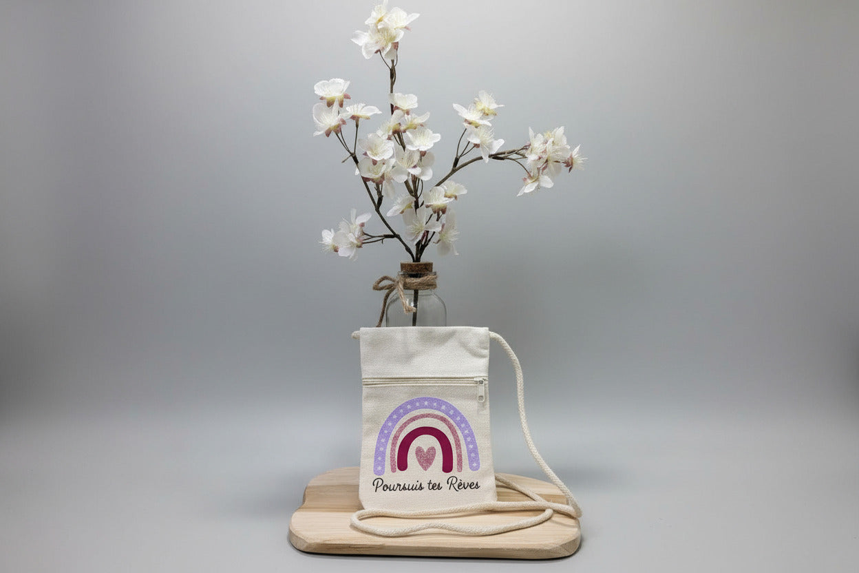 Pochette Bandoulière "Poursuis tes Rêves" – Coton Naturel