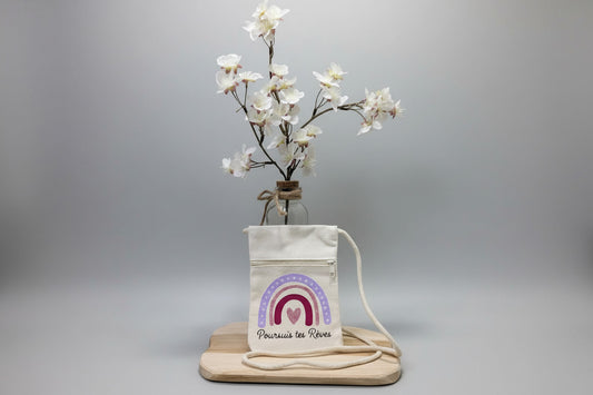 Pochette Bandoulière "Poursuis tes Rêves" – Coton Naturel