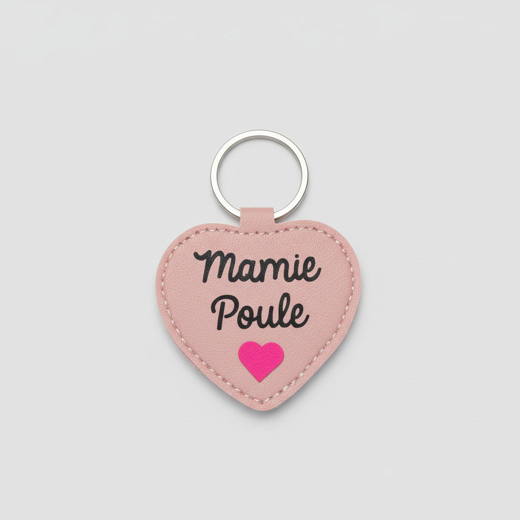 Porte-clés Cœur "Mamie Poule" – Un Cadeau Plein de Tendresse