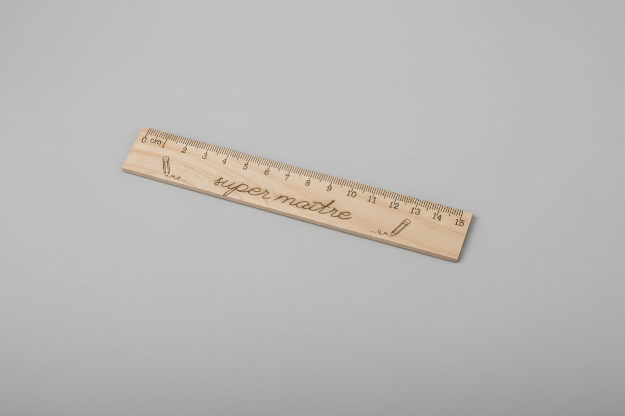 règle en bois - gravure Maître et Maîtresse