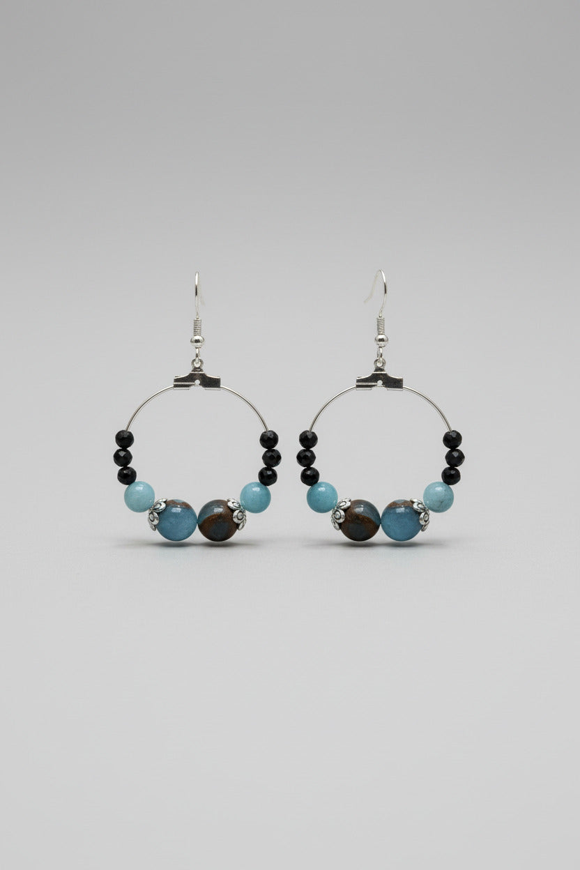 Créoles "Talisman" – Ton Bleu & Bleu Marbré