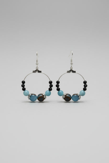 Créoles "Talisman" – Ton Bleu & Bleu Marbré