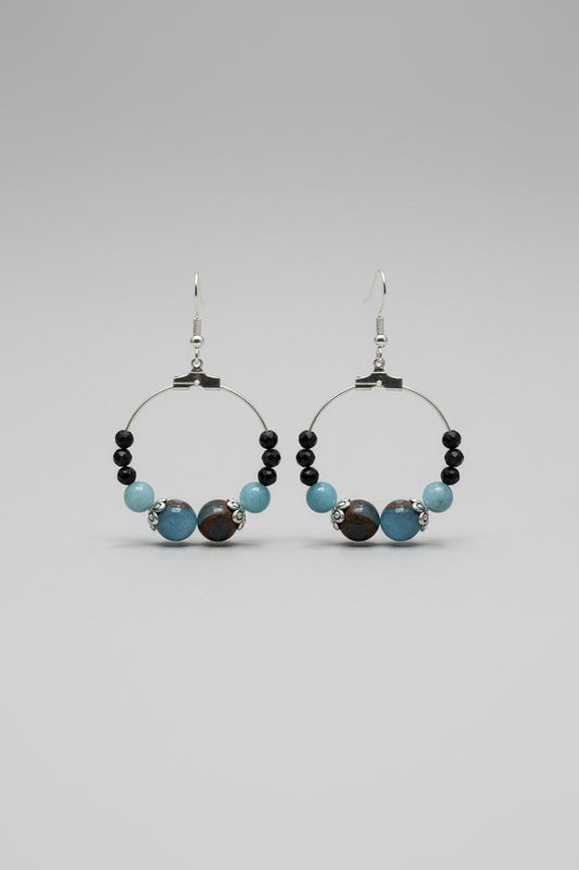 Créoles "Talisman" – Ton Bleu & Bleu Marbré